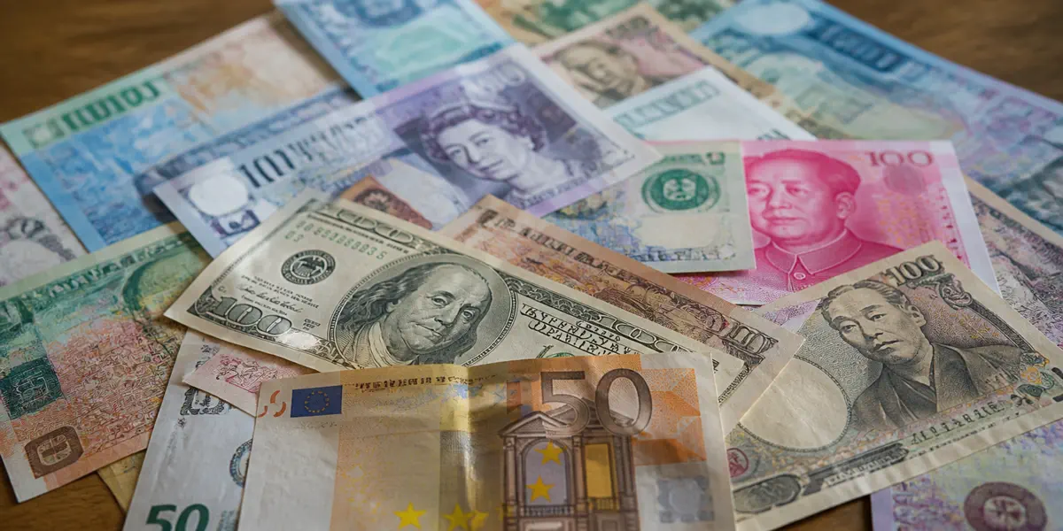 Various currency bills - exchange rates and purchasing power
